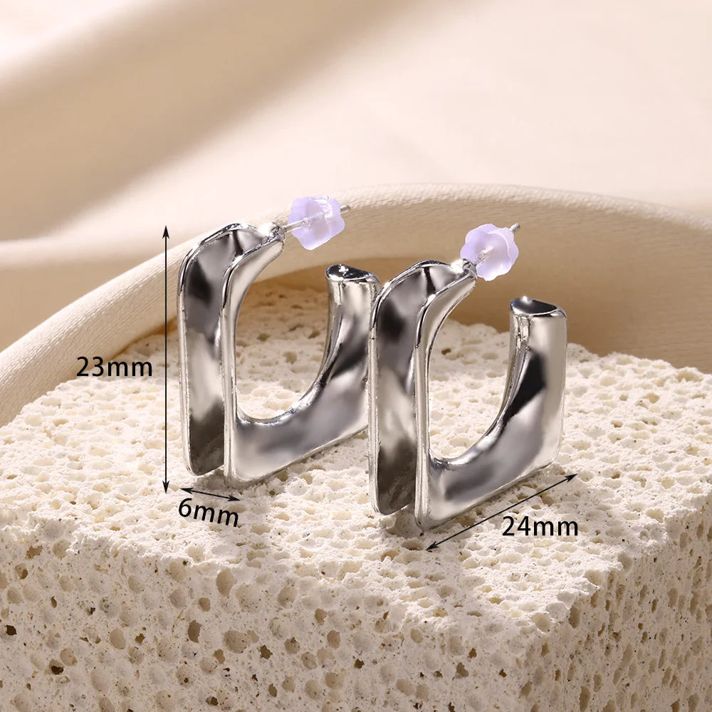 Vintage Stainless Steel Geometric Earrings For Women Personalized Fan-shaped Stud Earrings Party-Dollar Bargains Online Shopping Australia