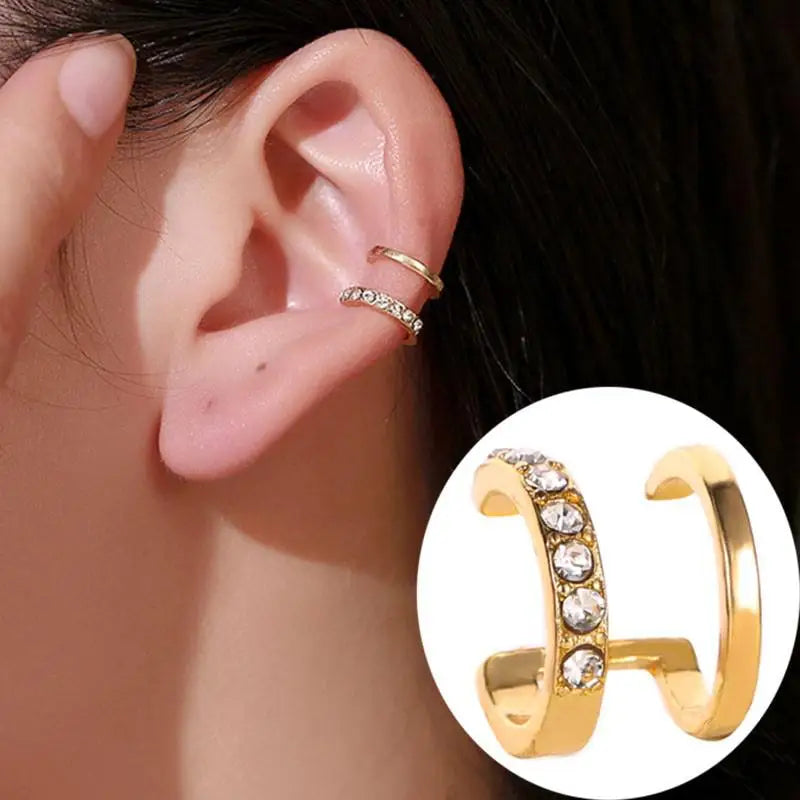 Crystal Clip Earrings For Women Zircon Earing Without Hole Jewelry Fake Earrings Single Ear Bone Clip Earings Ear Cuffs-Dollar Bargains Online Shopping Australia