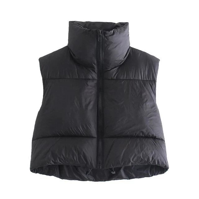 Women's Short Cotton Down Vest Short Stand-up Collar Warm Sleeveless Quilted Vest Outdoor Travel Jacket Tops-Dollar Bargains Online Shopping Australia