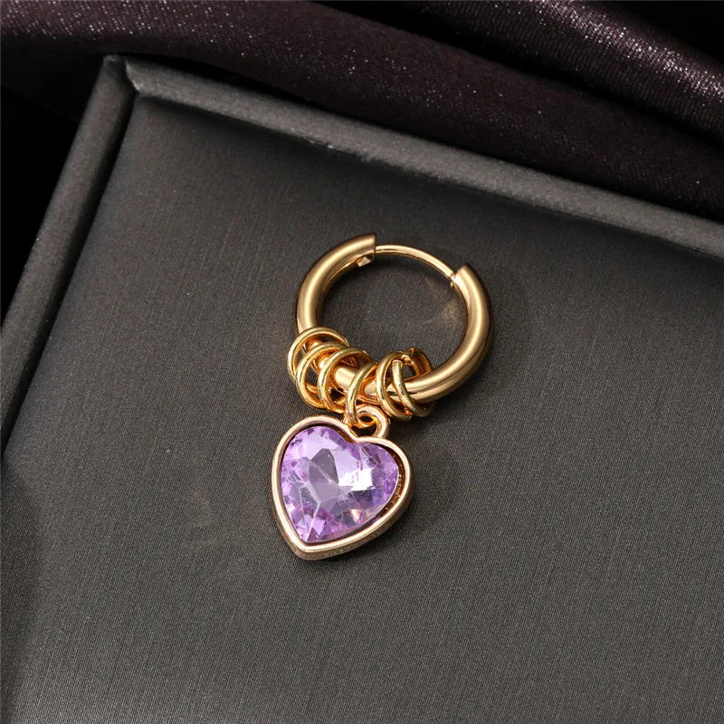 Bling Zircon Heart Pet Dog Stainless Steel Earrings For Women Punk Cute Colorful Love Animals Endless Circle Earrings Jewelry-Dollar Bargains Online Shopping Australia