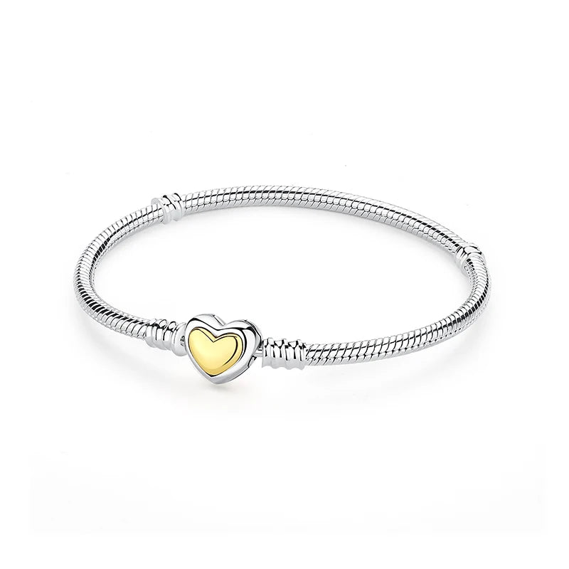 Silver Bracelets Bangles Crystal Ball Love Heart Clasp Beads Charms Moments Bracelet For Women DIY Jewelry-Dollar Bargains Online Shopping Australia