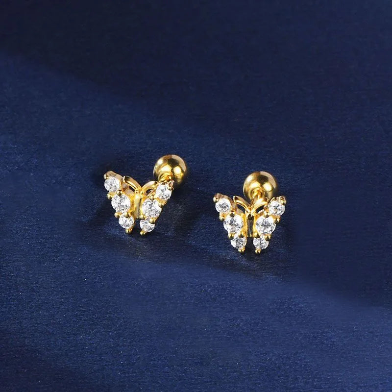 Fashion Gold Color Butterfly Tragus Piercings for The Ear Helix Stud Earrings for Women Tibetan Charm Ear Bone Piercing Jewelry-Dollar Bargains Online Shopping Australia