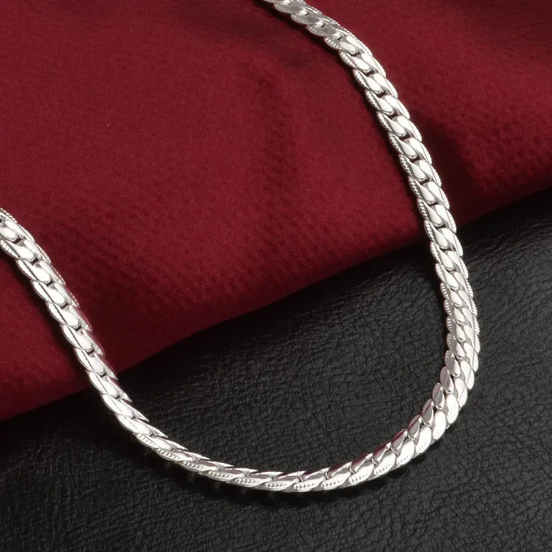 925 Sterling Silver 6mm Side Chain Inch Necklace for Woman Men Fashion Wedding Engagement Jewelry Gift-Dollar Bargains Online Shopping Australia