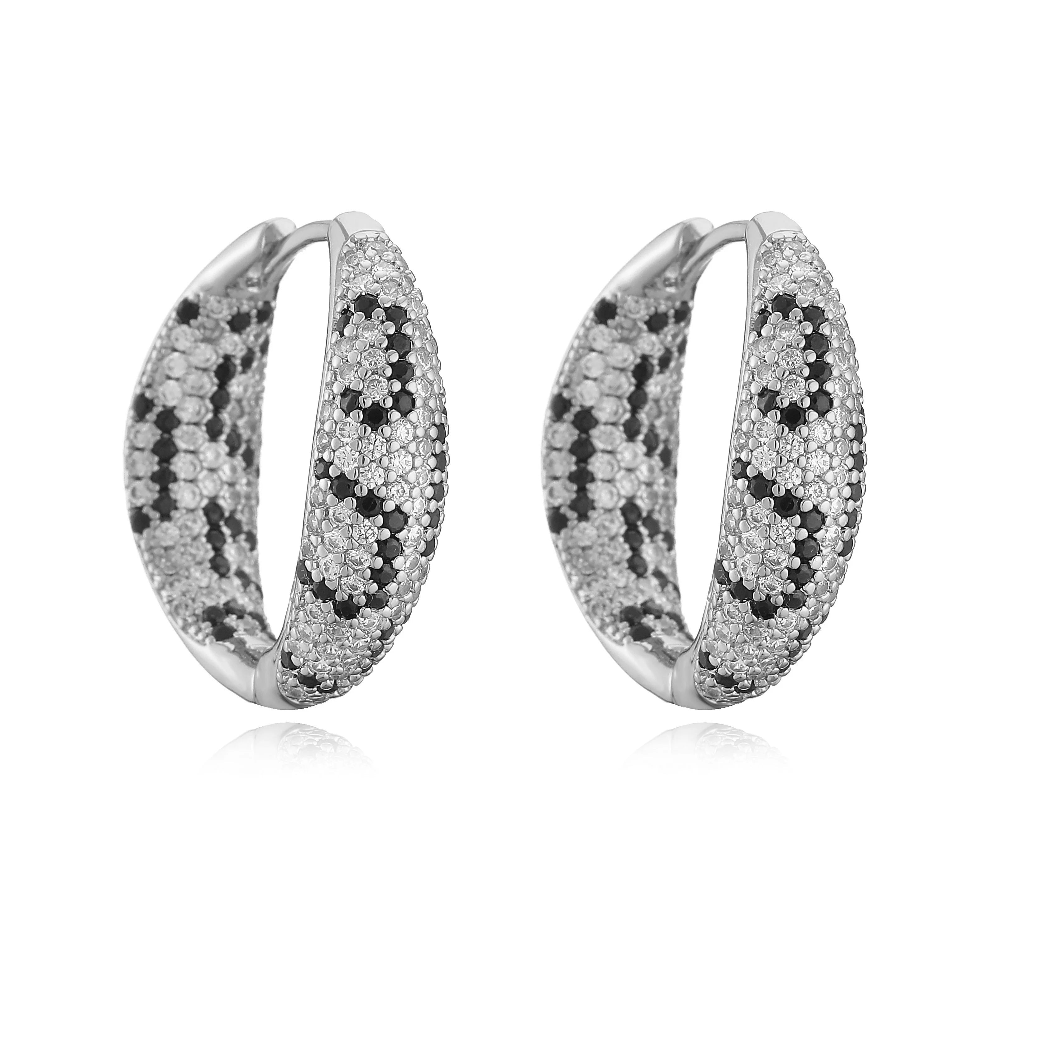 Leopard Print hoop Earrings rings necklace Fashion black white Cubic Zirconia women Geometric Jewelry set-Dollar Bargains Online Shopping Australia