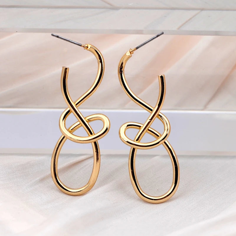 Vintage Metal Knitted Dangle Earrings for Women Personalized Fashion Distorted Irregular Geometry Drop Earrings Punk Jewelry-Dollar Bargains Online Shopping Australia