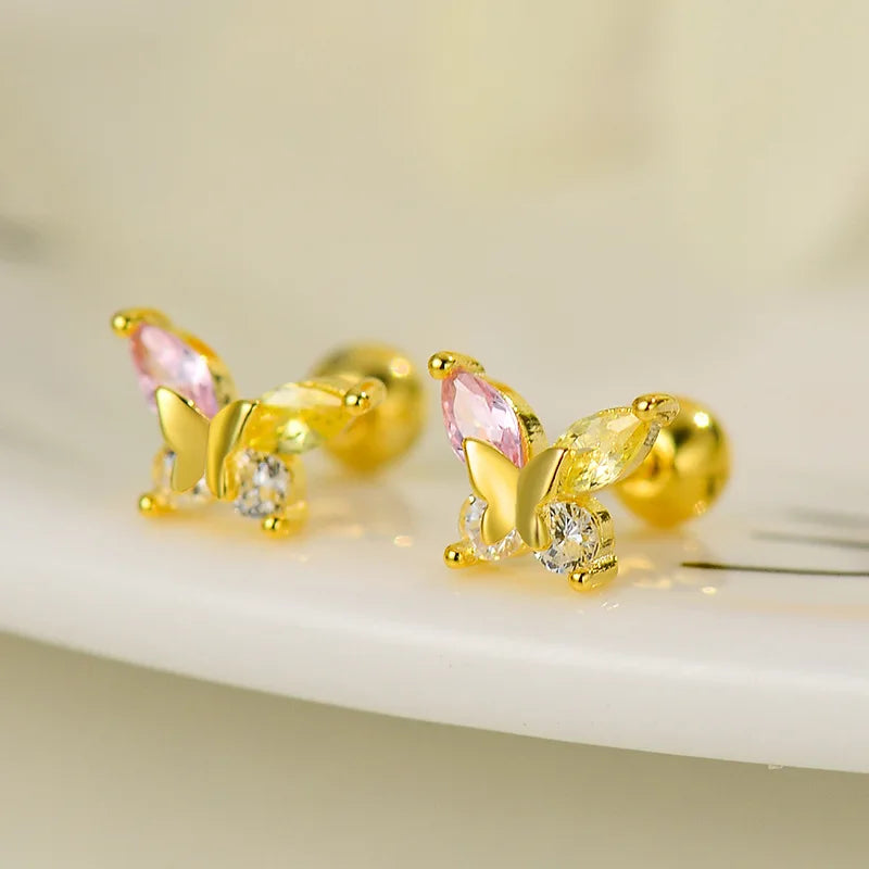 Fashion Gold Color Butterfly Tragus Piercings for The Ear Helix Stud Earrings for Women Tibetan Charm Ear Bone Piercing Jewelry-Dollar Bargains Online Shopping Australia