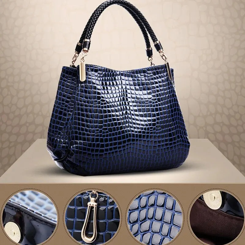 Women's Bag Large Capacity Tote Daily Commute Women's Shoulder Bag Crocodile Print Bright Face Handbag Shopping-Dollar Bargains Online Shopping Australia