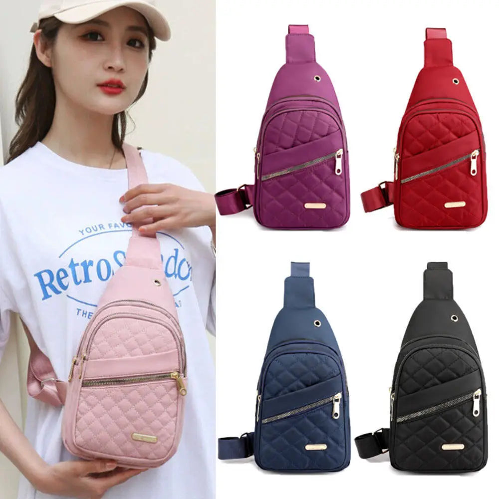 Women Embroidery Rhombus Chest Bag Multi-Layer Large-Capacity Single-Shoulder Diagonal Bag Casual Rhombus Chest Handbag-Dollar Bargains Online Shopping Australia