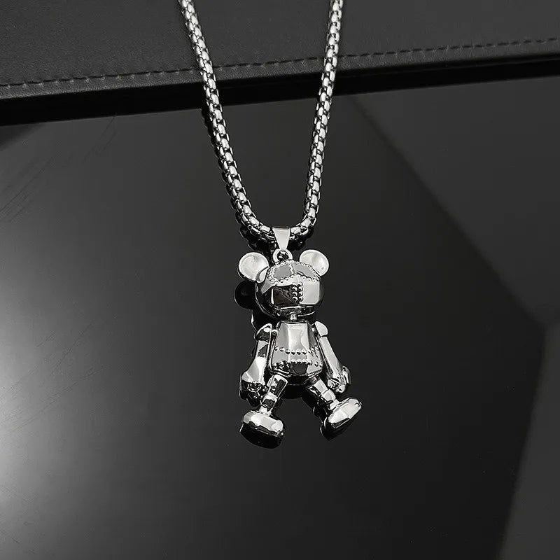 Actionable Graffiti Violence Bear Necklace Men's Personality Hip Hop Pendant Sweater Chain Hoodie Jewelry Accessories-Dollar Bargains Online Shopping Australia