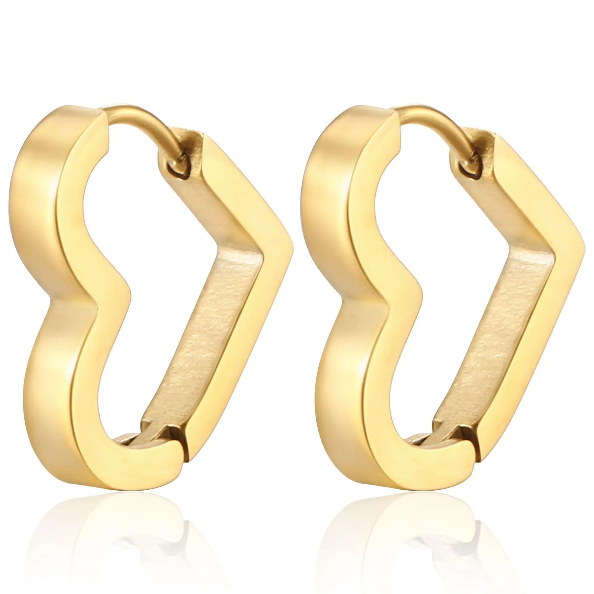 2PCS New Gold Color Square Hoop Earrings Women Men Stainless Steel Huggie Minimalist Punk Unisex Rock Earrings Piercing Jewelry-Dollar Bargains Online Shopping Australia