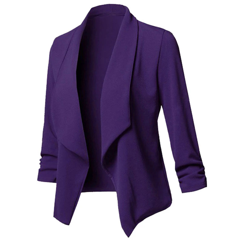 Women Thin Blazers Cardigan Coat Long Sleeve Female Jackets Ruched Asymmetrical Casual Business Suit Outwear-Dollar Bargains Online Shopping Australia