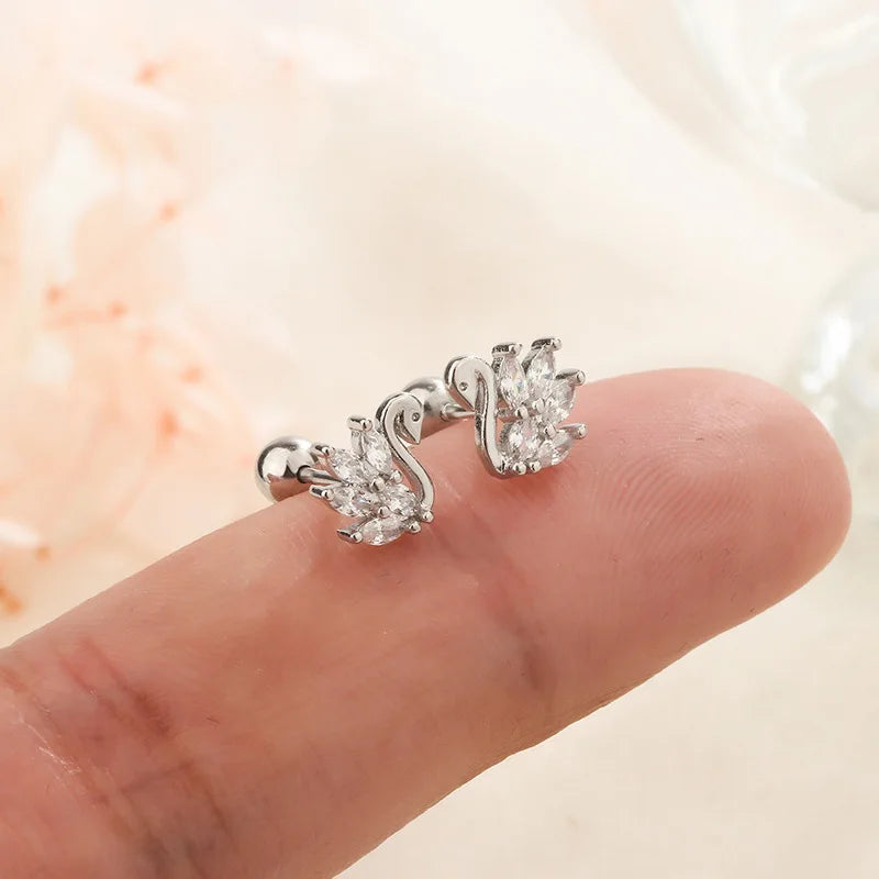 Silver Color Hypoallergenic Zircon Cartilage Studs Earring 925 Silver Needles Earrings for Women Helix Conch Tragus Piercing-Dollar Bargains Online Shopping Australia