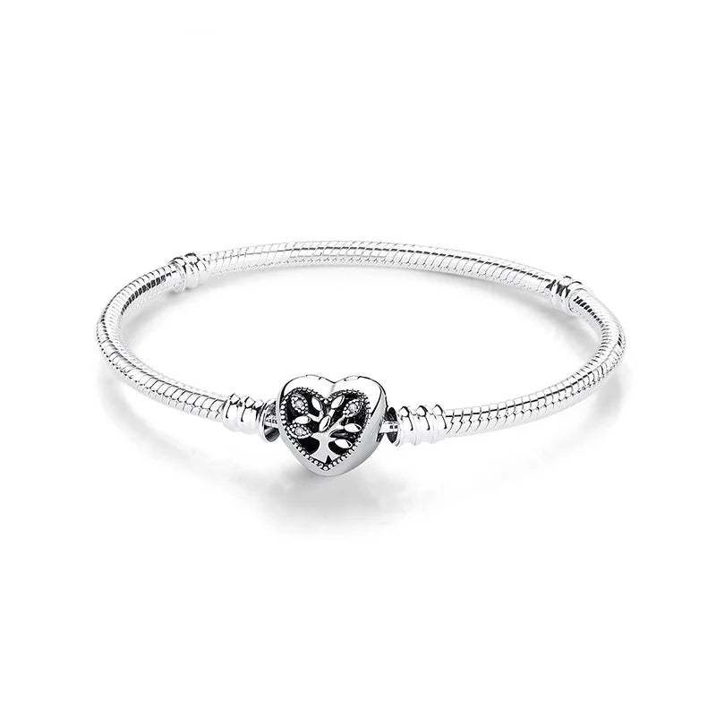 Silver Bracelets Bangles Crystal Ball Love Heart Clasp Beads Charms Moments Bracelet For Women DIY Jewelry-Dollar Bargains Online Shopping Australia