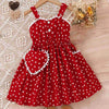 Children Sundress For Girls Summer Clothes Spaghetti Strap Heart Printed Kids Dresses With Shoulder Bag Beach Party Dress-Dollar Bargains Online Shopping Australia