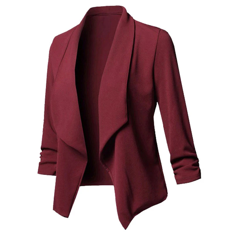 Women Thin Blazers Cardigan Coat Long Sleeve Female Jackets Ruched Asymmetrical Casual Business Suit Outwear-Dollar Bargains Online Shopping Australia