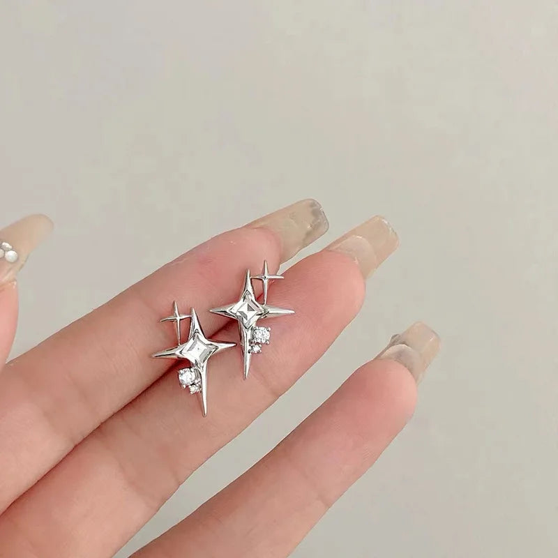 Silver Color Plated Hollow Star Hoop Earring For Women Fashion Vintage Accessories Aesthetic Jewelry Gift-Dollar Bargains Online Shopping Australia