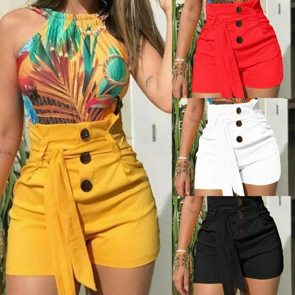 Women's Short High Waist Casual Solid Hot Skinny Shorts Shorts Jeans Belt Design Slim Shorts-Dollar Bargains Online Shopping Australia