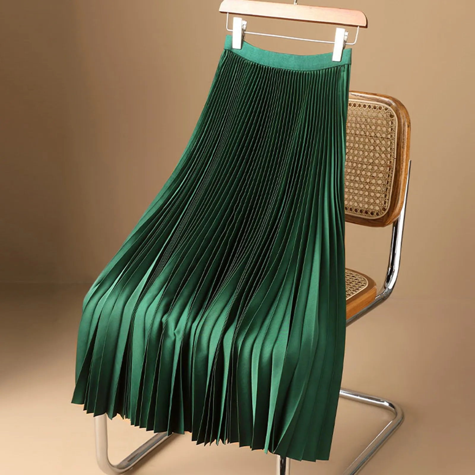 Solid Color Premium Satin Pleated Skirt Versatile Skirt-Dollar Bargains Online Shopping Australia