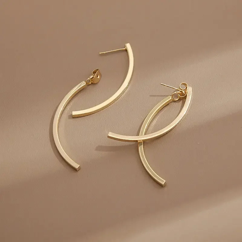 Cross Arc Long Drop Earrings for Women Fashion Simple Hanging Dangling Earrings Jewelry Female Christmas Gift-Dollar Bargains Online Shopping Australia