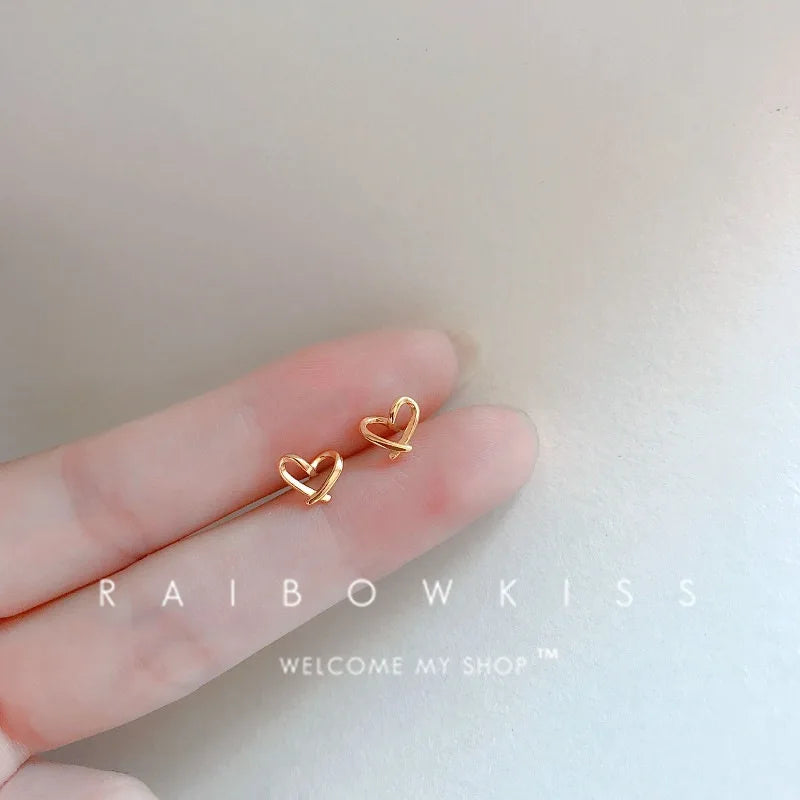 silver-plate Gold Color Mini Small Butterfly Heart Stud Earring For Women Cartilage Helix Tragus Ear Piercing Jewelry Gift-Dollar Bargains Online Shopping Australia