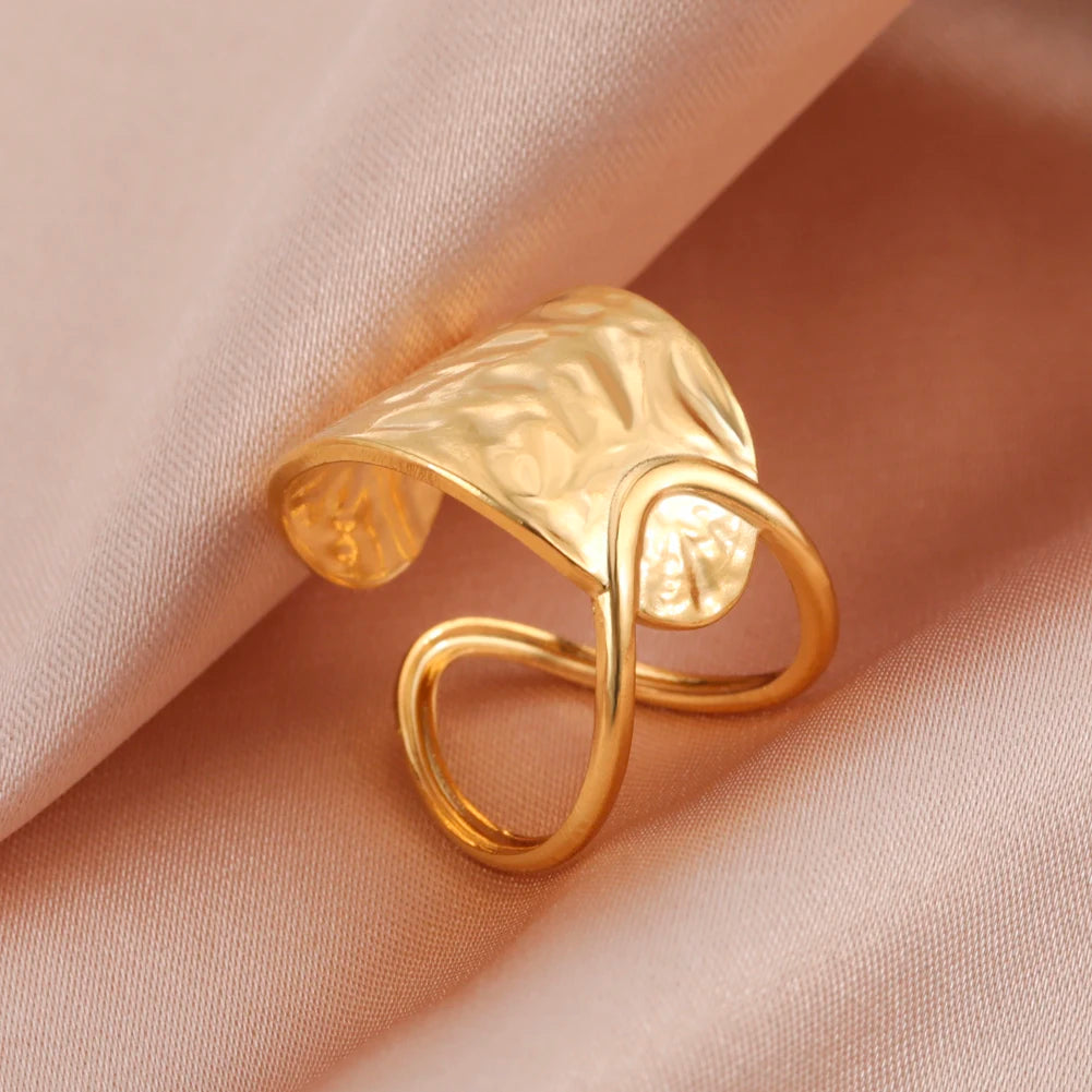 Women Rings Geometric Heart Aesthetic Adjustable Open Finger Ring Fashion Party Jewelry Gifts-Dollar Bargains Online Shopping Australia