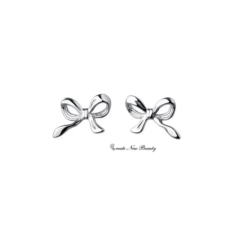 Fashion Earrings for Women Sweet Cute Bow Stud Earring 925 Silver Needles Simple Minimalist Ear Piercing Jewelry Gifts-Dollar Bargains Online Shopping Australia