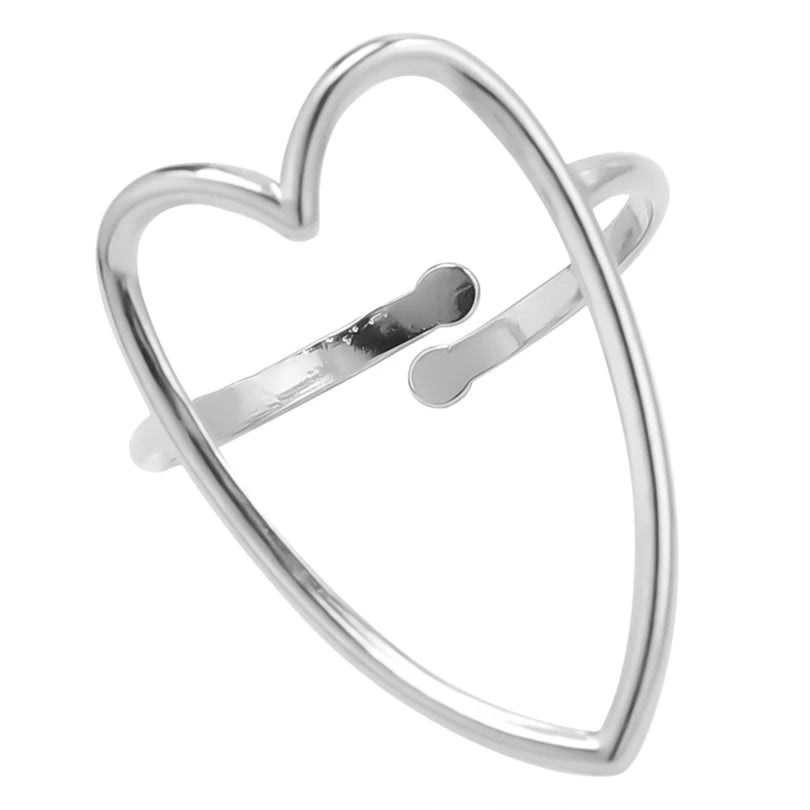 Elegant Girl Jewelry Love Stainless Steel Heart Rings For Women Accessories Finger Ring Adjustable-Dollar Bargains Online Shopping Australia