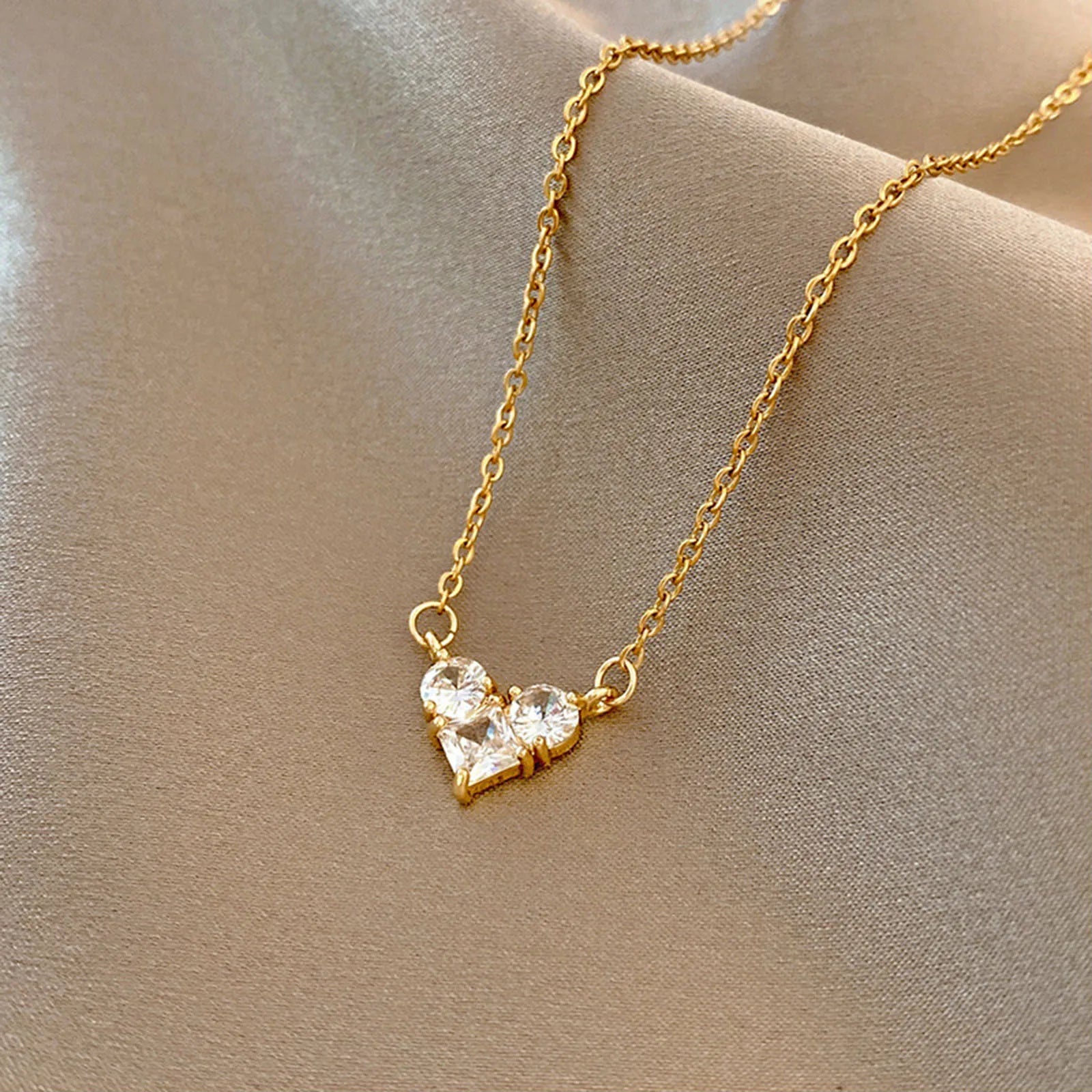 Gold Color Stainless Steel Necklace For Women Jewelry Limited Pearl Beads Heart Pendant Necklace Birthday Gift-Dollar Bargains Online Shopping Australia