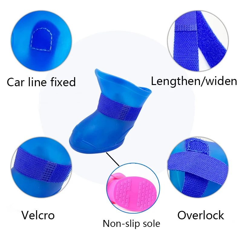 4Pcs Pet WaterProof Rainshoe Anti-slip Rubber Boot For Small Medium Large Dogs Cats Outdoor Shoe Dog Ankle Boots Pet Accessories-Dollar Bargains Online Shopping Australia