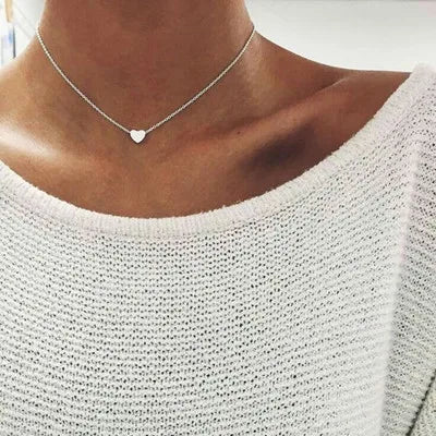 Candy Color Changing Heart Pendant Necklace For Women Simple Design Temperature Sensitive Stone Peach Choker Party Jewelry-Dollar Bargains Online Shopping Australia