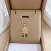 Women's Jewelry Set Shiny Zircon Green Leaf Flower Pendant Necklace Earrings Set Suitable for Daily Wear-Dollar Bargains Online Shopping Australia