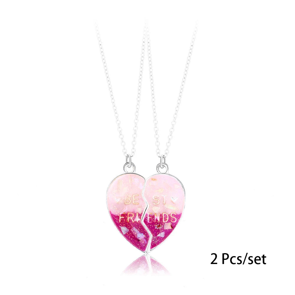 Best Friends Pendant Necklace For Woman Girls Magnetism Sequin Couple Crystal Chain Choke BFF Friendship Forever Jewelry Gift-Dollar Bargains Online Shopping Australia