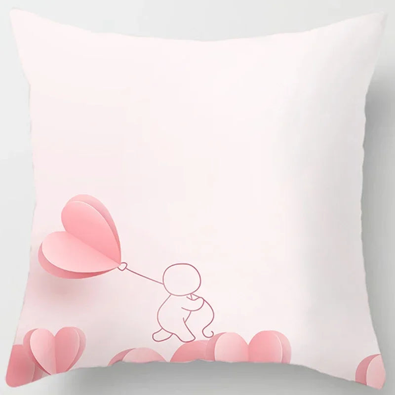 Pink cute love printing square pillowcase, home decoration, car sofa cushion cover-Dollar Bargains Online Shopping Australia