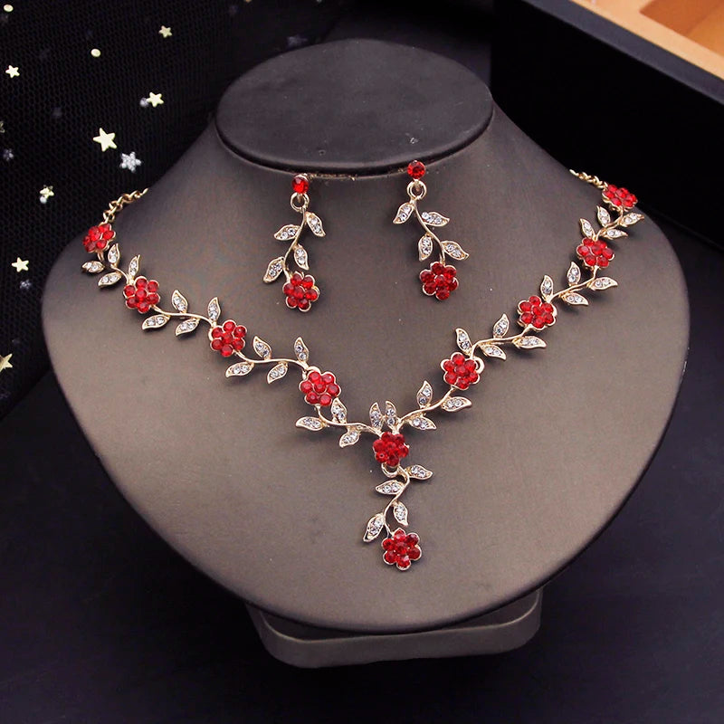 Crystal Tiaras Bridal Jewelry Sets for Women Crown Flower Choker Necklace Sets Wedding Bride Costume Jewelry Set-Dollar Bargains Online Shopping Australia