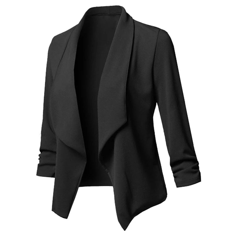 Women Thin Blazers Cardigan Coat Long Sleeve Female Jackets Ruched Asymmetrical Casual Business Suit Outwear-Dollar Bargains Online Shopping Australia