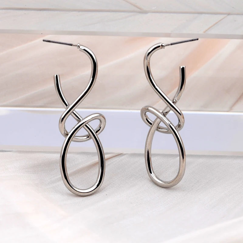 Vintage Metal Knitted Dangle Earrings for Women Personalized Fashion Distorted Irregular Geometry Drop Earrings Punk Jewelry-Dollar Bargains Online Shopping Australia