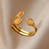 Opal Stone Rings For Women Vintage Wedding Open Adjustable Finger Ring Fashion-Dollar Bargains Online Shopping Australia