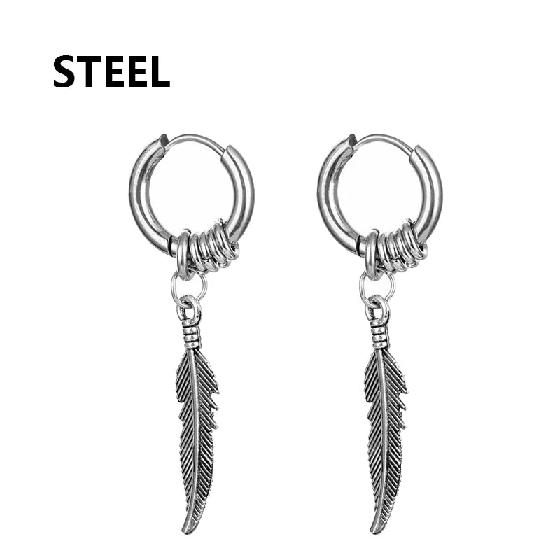 Punk Gothic Stainless Steel Drop Earrings Studs for Women Men Gothic Street Pop Hip Hop Rock Ear Jewelry Gift-Dollar Bargains Online Shopping Australia