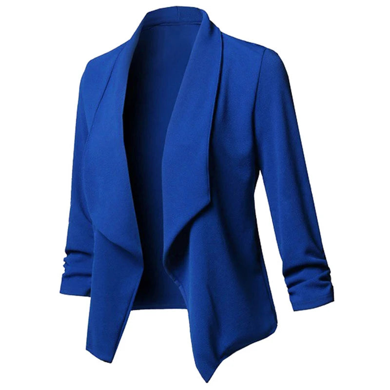 Women Thin Blazers Cardigan Coat Long Sleeve Female Jackets Ruched Asymmetrical Casual Business Suit Outwear-Dollar Bargains Online Shopping Australia