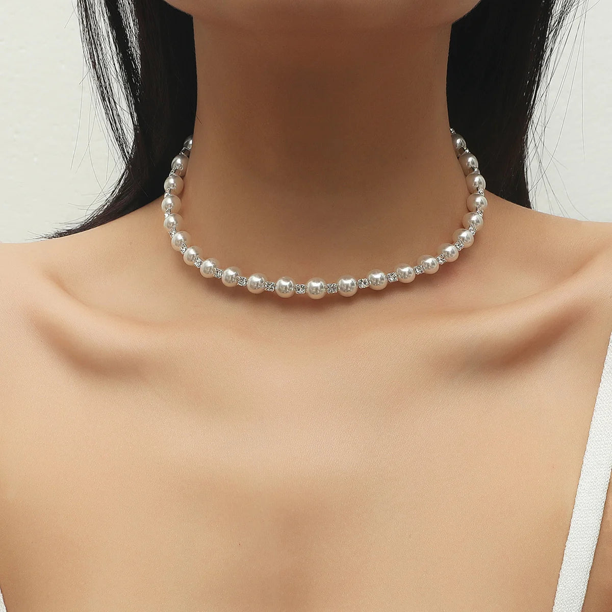 Sparkling Silver Color Crystal Collar Chain Choker Necklace Bridal Women Wedding Party Diamante Rhinestone Choker Jewelry Gifts-Dollar Bargains Online Shopping Australia