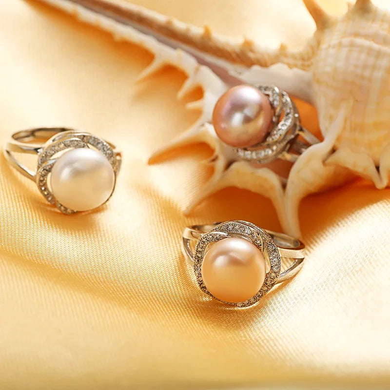 925 sterling silver jewelry big natural pearl rings for women stone ring adjustable-Dollar Bargains Online Shopping Australia