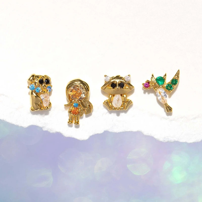 4pcs Fairy Cute Animal Comb Princess Stud Earrings Set Fashion Zircon Crystal Women Girls Gift Jewelry-Dollar Bargains Online Shopping Australia