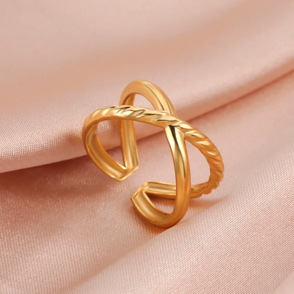 Women Rings Geometric Heart Aesthetic Adjustable Open Finger Ring Fashion Party Jewelry Gifts-Dollar Bargains Online Shopping Australia