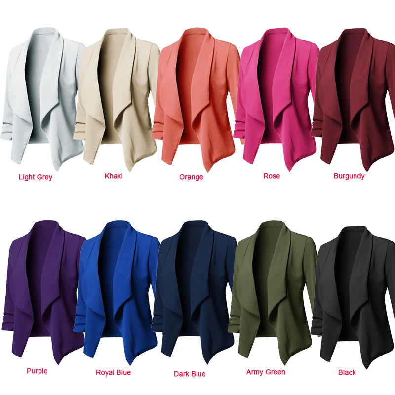 Women Thin Blazers Cardigan Coat Long Sleeve Female Jackets Ruched Asymmetrical Casual Business Suit Outwear-Dollar Bargains Online Shopping Australia