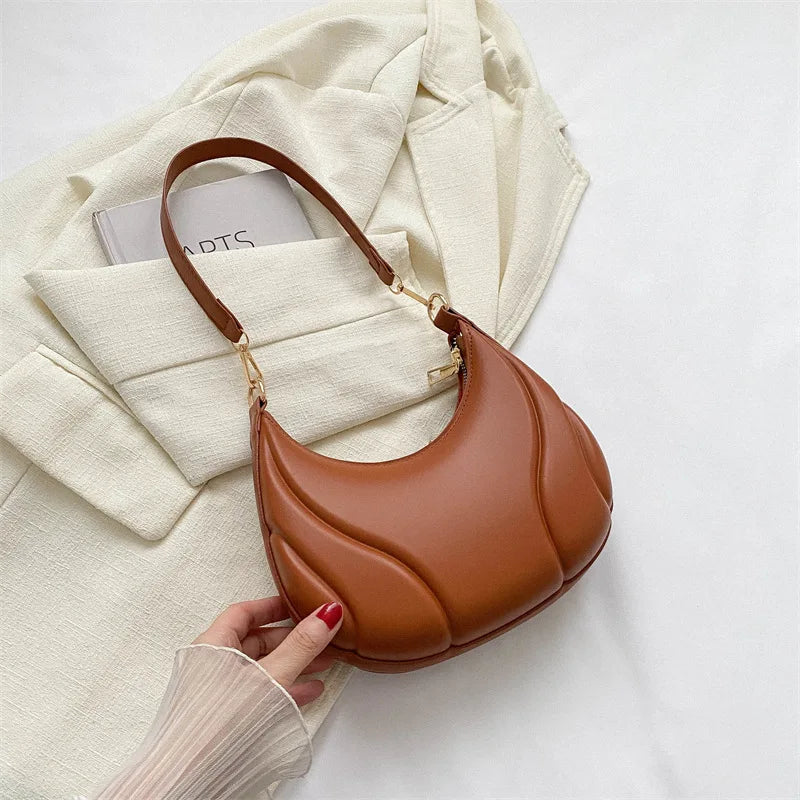 Retro Solid Color Shoulder Bag PU Leather Handbags for Women Simple Ladies Underarm Bag Designer Hobos Saddle Crescent Chic Bag-Dollar Bargains Online Shopping Australia