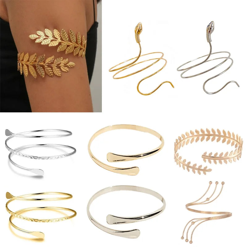 Alloy Spiral Armband Swirl Upper Arm Cuff Armlet Bangle Bracelet Egyptian Costume Accessory for Women Gold Silver Color-Dollar Bargains Online Shopping Australia