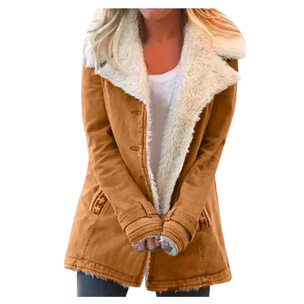 Women Warm Faux Fur Fleece Coat Jacket Lamb Wool Thickened Clothing-Dollar Bargains Online Shopping Australia