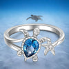 Sea Turtle Starfish Rings for Women Blue Topaz Cute Ocean Animal Cubic Zirconia Jewelry Girl Birthday Party-Dollar Bargains Online Shopping Australia