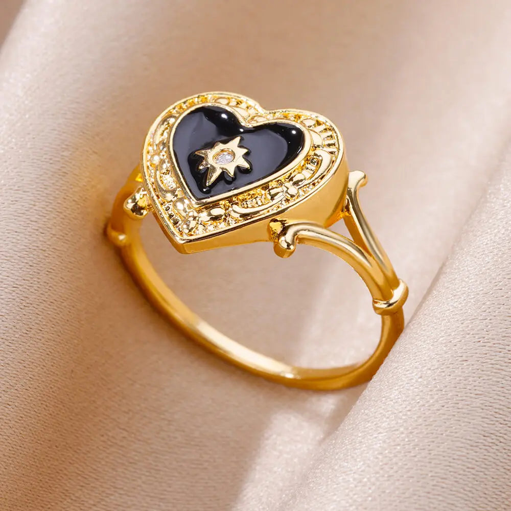 Ring for Women Colorful Cubic Zircon Heart Opening Adjustable Ring Fashion Jewelry Wedding Gift-Dollar Bargains Online Shopping Australia