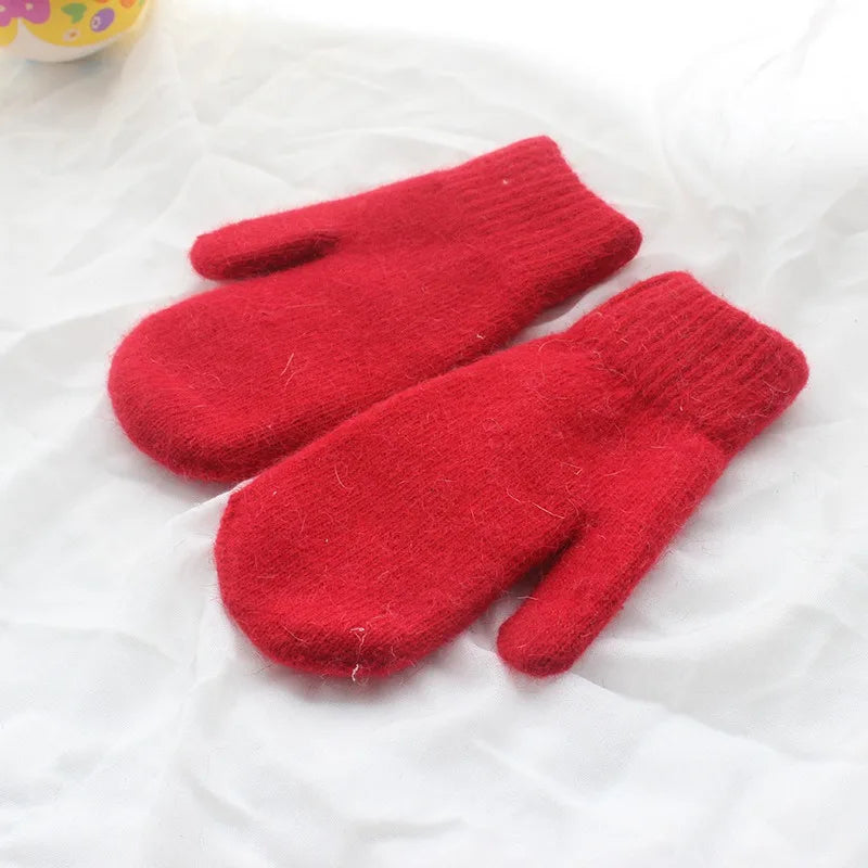 Women Winter Keep Warm Plush Gloves Elasticity Soft Full Fingers Mittens Knitted Girls Fashion Gloves-Dollar Bargains Online Shopping Australia